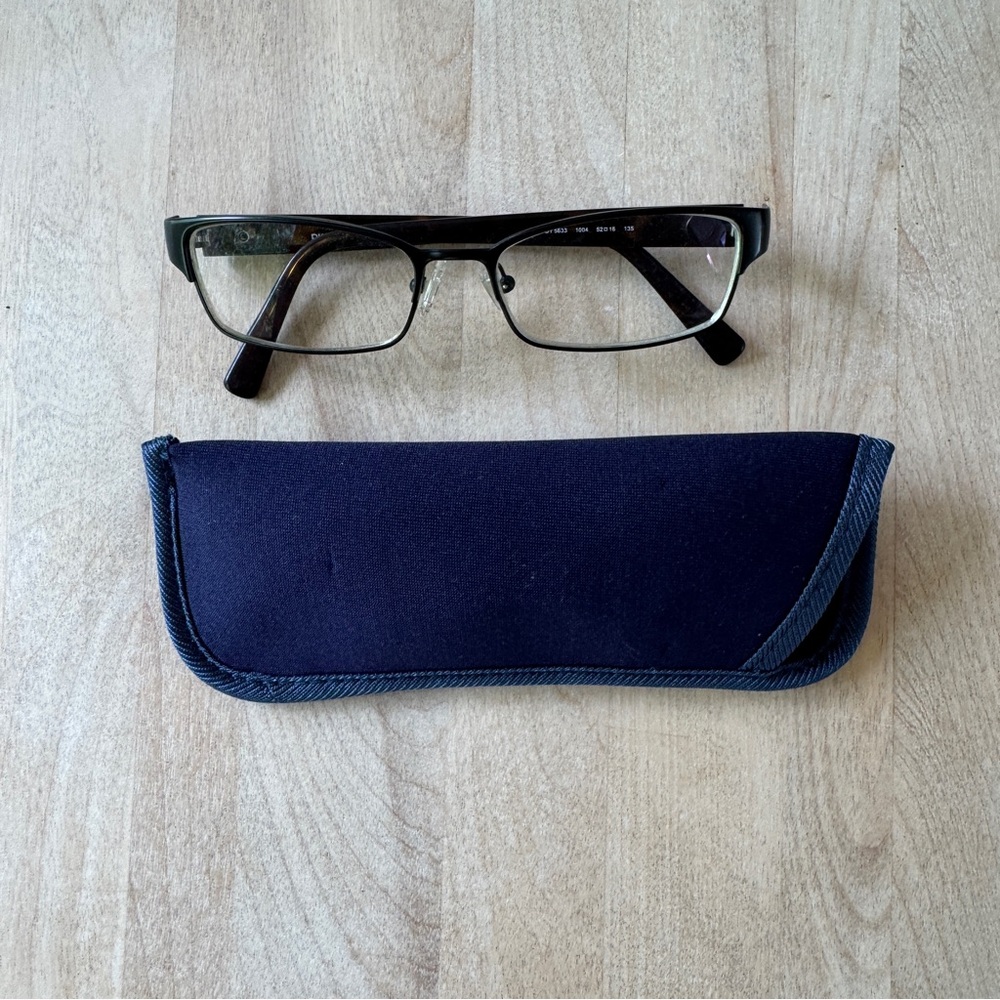 Dkny Matte Black Tortoiseshell Rectangular Eyegla… - image 1